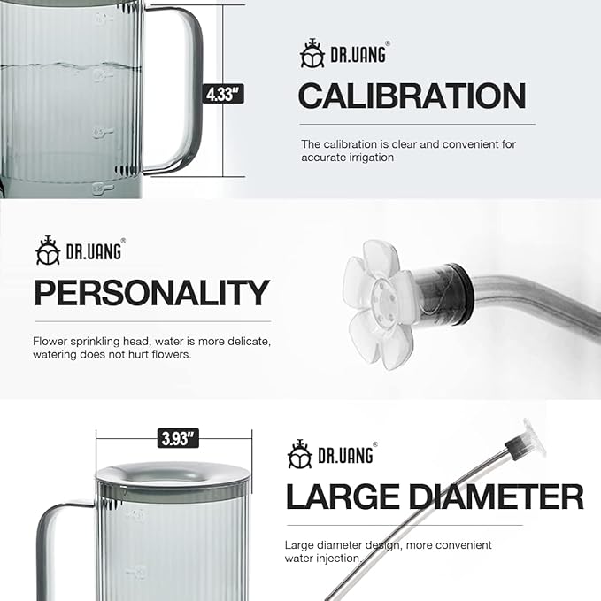 Small Watering Can Indoor Plants with Long Spout (1L, Gray)