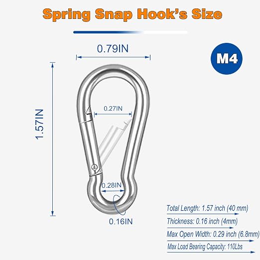 40PCS M4 Heavy Duty Carabiner Clip, 1.57Inch Snap Hook Quick Link Small - Image 2