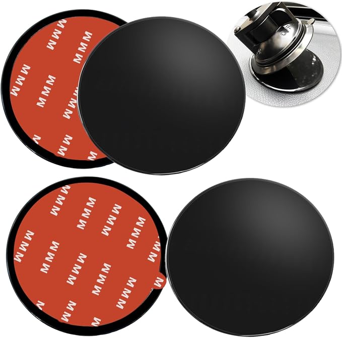 4 Pack 95mm Black Adhesive Dashboard Pad Mounting Disk, Mounting Disk by Unknown