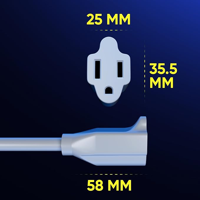 Maximm Extension Cord 5 Feet White Flat Plug, 360° Rotating Short Power Cord - Image 3