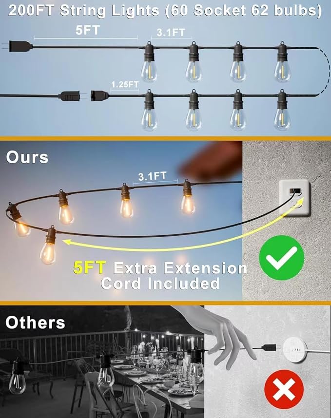 200FT LED Outdoor String Lights - Image 4