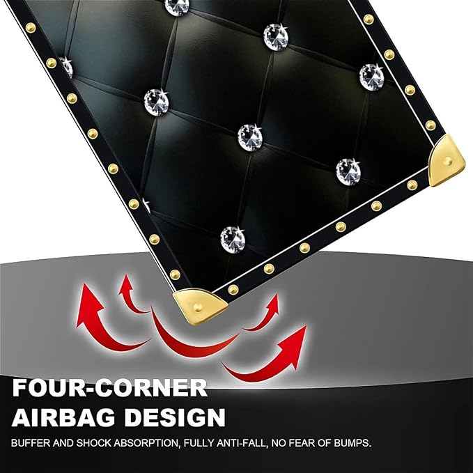 Compatible with iPhone 16 Plus Case, Shiny Black Sofa Crystal Luxury Golden - Image 7
