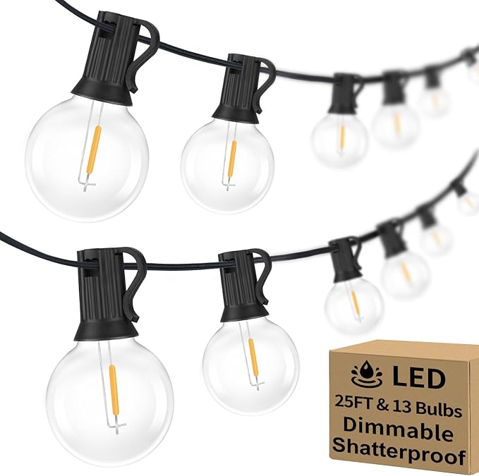 Bosceos 25FT Outdoor G40 LED Globe String Lights Dimmable Waterproof by BestChoiceforYourLife