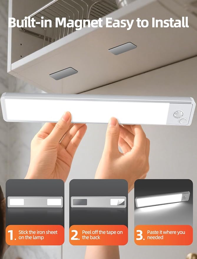 Under Cabinet Motion Sensor Lighting: 10 Inch Dimmable Rechargeable Lights - Image 8