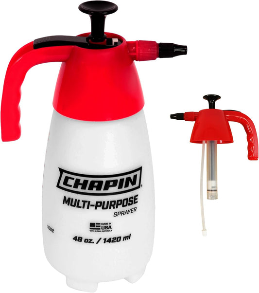Chapin 1002 48-Oz Made in USA Heavy-Duty Multi-Purpose Sprayer, for Spraying Plants, Flowers, Weeds and Cleaning, Red/White