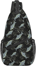 Sea Shark Sling Bag For Women Men Cute Shark Pattern Backpack Crossbody by Unknown