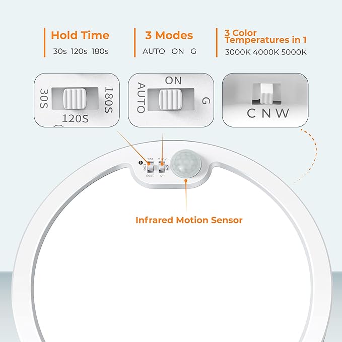 BLNAN 2Pack Motion Sensor LED Ceiling Light, 12 Inch Wired Flush Mount Ceiling - Image 4