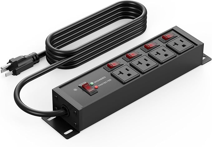 CCCEI Heavy Duty Surge Protector Power Strip 20 Amp Individual Switches. 10FT by CCCEI