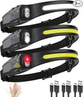 Headlamp Rechargeable 3Pack, 230° Wide Beam LED Headlamp, 7Mode Headlamps by KYEKIO