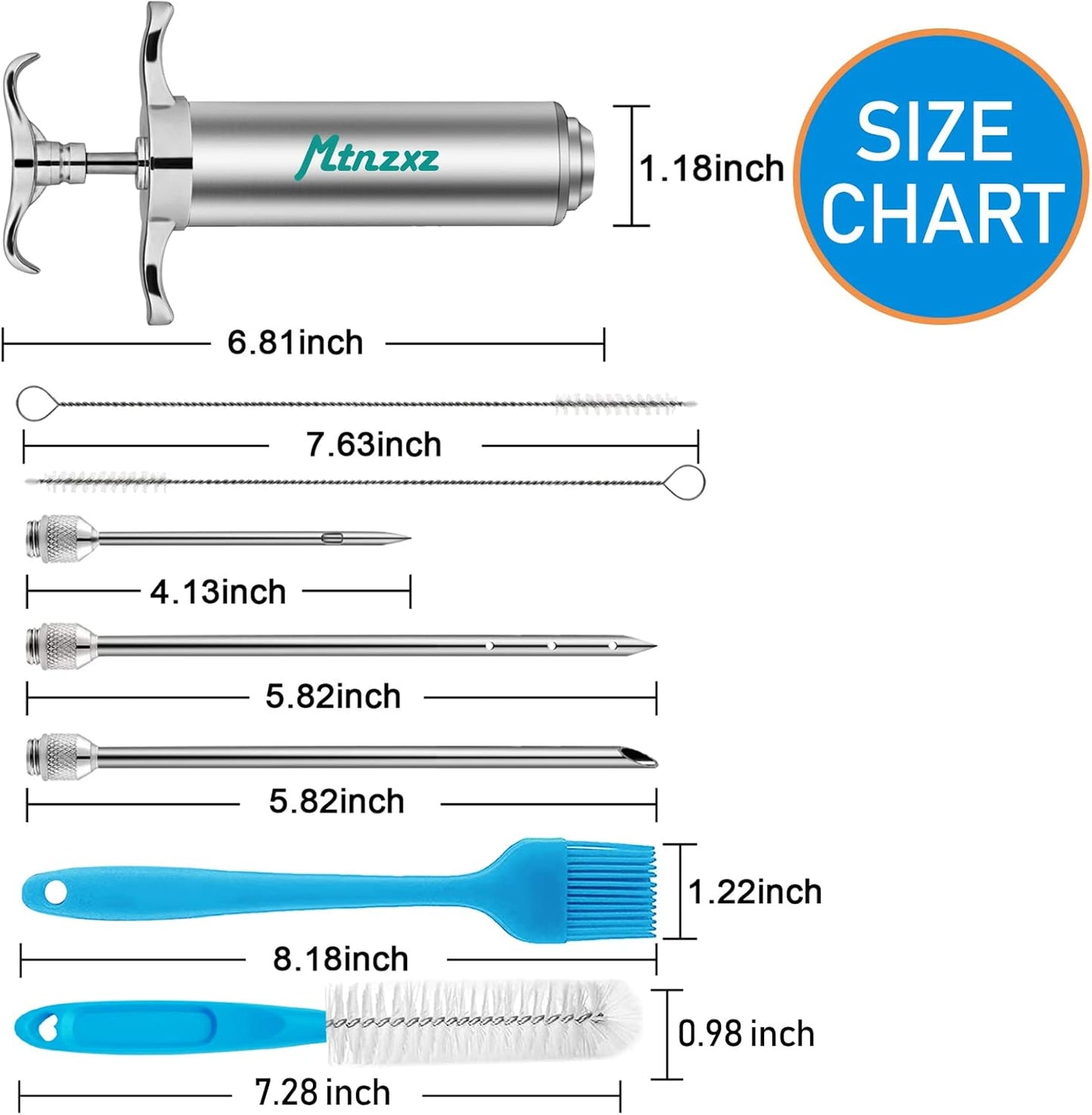 Marinade Injector Syringe and Brushes Set, Meat Injector Syringe with 3 Professional Marinade Injector Needles, Creates Tender Meat & Poultry Flavors, for BBQ Grill Smoker & Turkey & Brisket