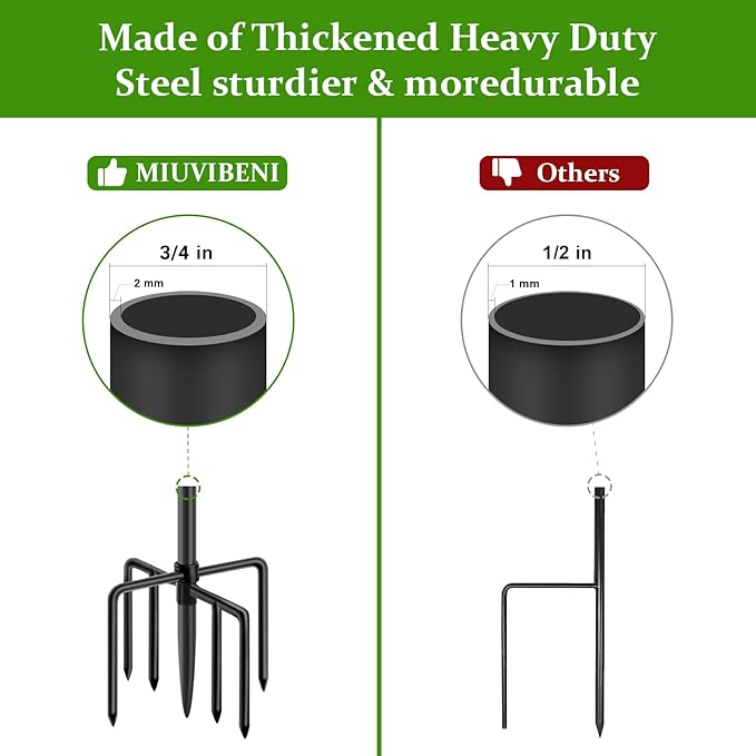 96" Shepherds Hooks for Outdoor with 7 Prongs Base, Heavy Duty Bird Feeder Pole for Hanging Lantern, Hummingbird Feeder, Shepherds Hook for Bird Feeders Outside,1 Pack