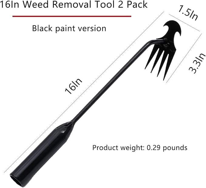 Weed Puller Tool Garden Weed Pulling Tool, Portable Garden Weeder Tool Uprooting Weeding Tool, 4 Teeth Manganese Steel Forged Hand Weeder for Vegetable Gardening Backyard Farm Planting & Weeding