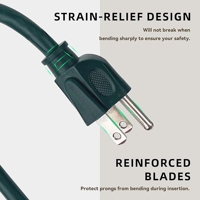 15ft Outdoor Extension Cord for Christmas Decorations - Image 3