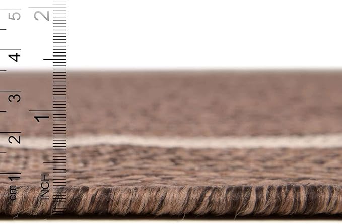 Unique Loom Outdoor Border Collection Area Rug - Soft Border (13' Square, Brown/ Ivory)