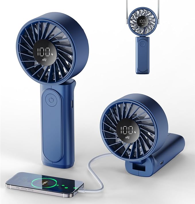 Handheld Fan, Portable Fan, 4000mAh Rechargeable Personal Fan, 180° Foldable by Peiyuu