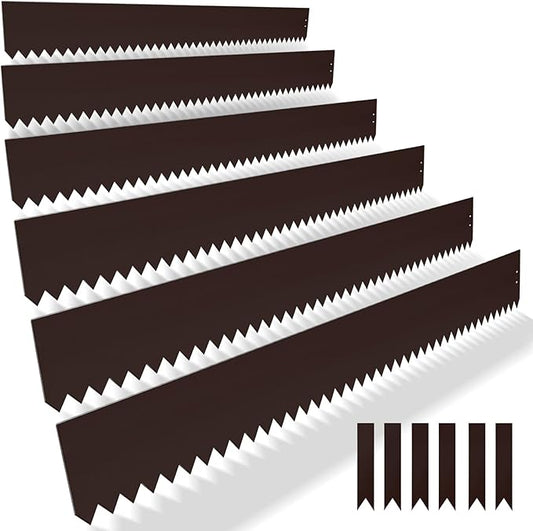 40" L x 6" H Metal Landscape Edging, Heavy Duty Galvanized Steel Garden Edging,6 Pack Steel Landscape Edging with Clips for Lawn, Flower Bed, Yard (Brown)