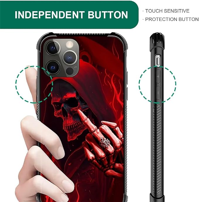 for iPhone 11 Pro Case, Gestures Funny Skull Pattern Graphic Design Girl Boy - Image 5