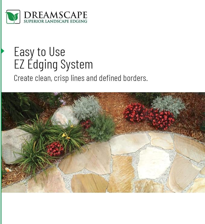 Dreamscape E-Z Edge Aluminum Landscape Edging - 4 Strips, 6ft Each (24ft Total), Black Painted - Professional Quality Landscaping Border, Metal Divider for Lawn, Garden, Flowerbed