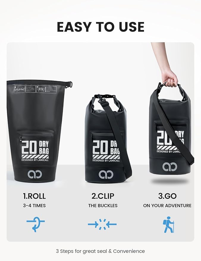 Lamicall Small Dry Bag, Waterproof Bag - 5L/10L/20L/30L/40L Water Proof Bag - Image 6