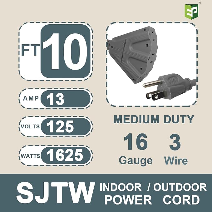 EP 2 Pack 10 Ft Outdoor Extension Cord - Image 2