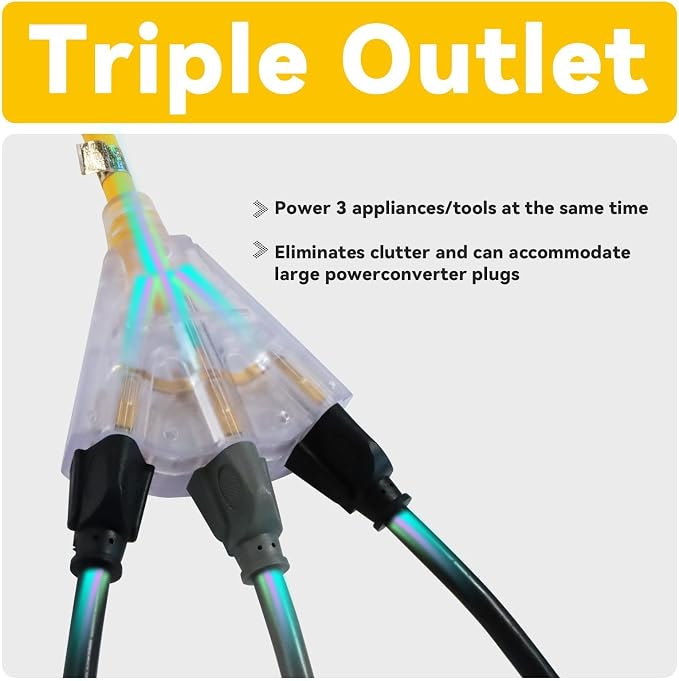 EP 40 Ft 12 Gauge Heavy Duty Extension Cord, 15A 125V 1875W, 3 Outlet - Image 3