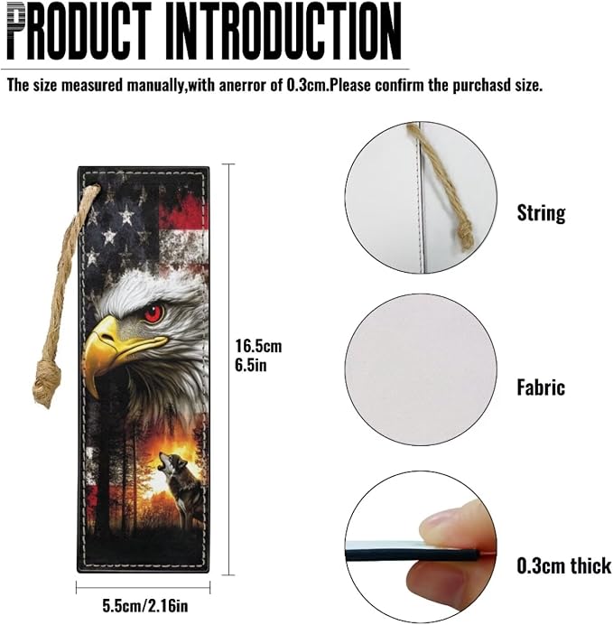Small Bible Cover Case for Women Men American Flag Wolf Bald Eagle Print PU - Image 6