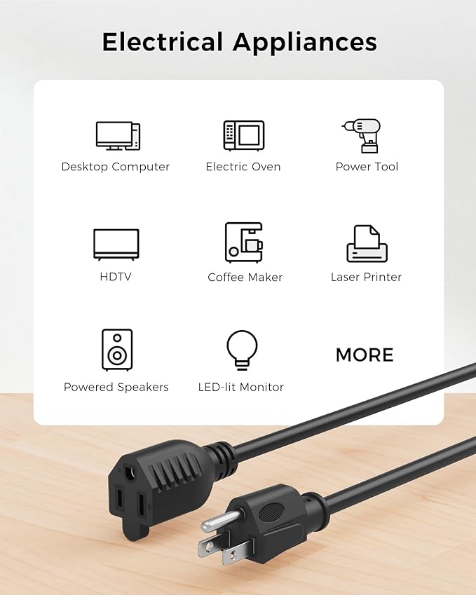 Cable Matters 2-Pack 16 AWG Heavy Duty 13A Power Extension Cord - 6ft - Image 4