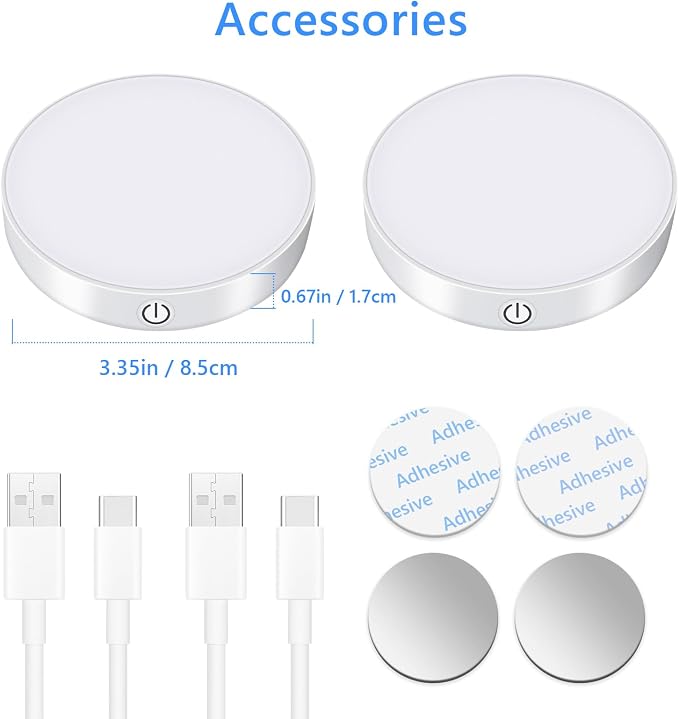 Ferswe Rechargeable Tap Lights, Dimmable Touch Night Lights - Image 6