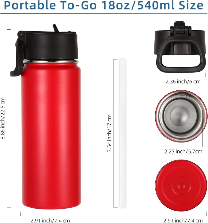 Volhoply 18oz Insulated Water Bottle Bulk 4 Pack, Kids Stainless Steel Water - Image 5