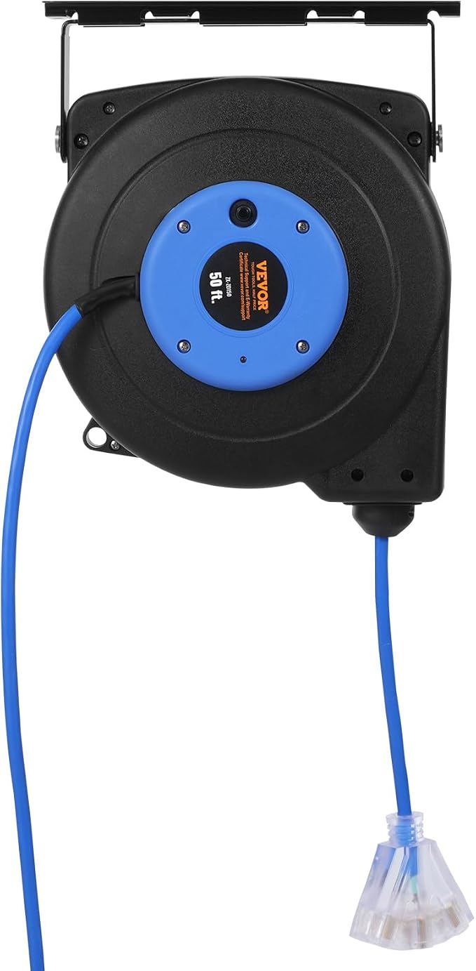 VEVOR Retractable Extension Cord Reel, 50 FT, Heavy Duty 14AWG/3C SJTOW - Image 12