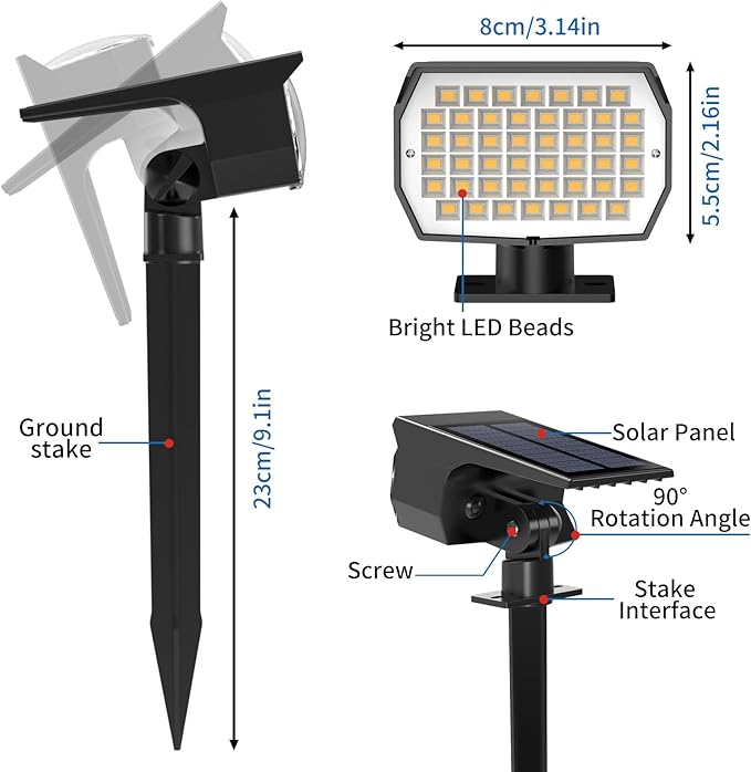 Tadyreal Solar Spot Lights Outdoor 6 Pack, Solar Landscape Spotlights Waterproof - Image 7