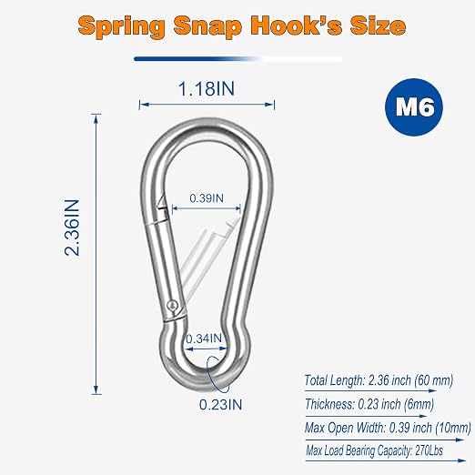 40PCS M6 Heavy Duty Carabiner Clip, 2.36Inch Snap Hook Quick Link Small - Image 2