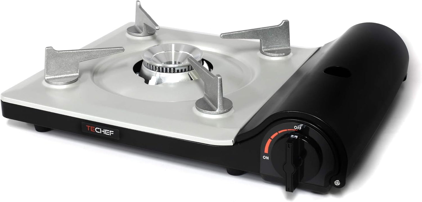 TECHEF - Stovetop Korean BBQ Non-Stick Grill Pan with Agni Portable Gas Stove Burner, Made in Korea (Grill Pan w Stove)