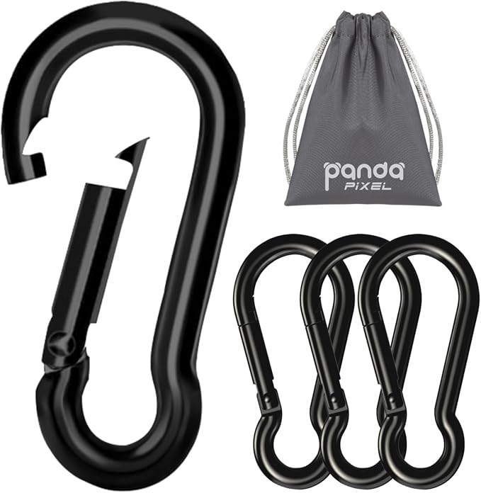 Pixel Panda 3.1&4 Inch Heavy Duty Carabiner Clips Load 1000lbs, 2&4&8Pack Large by PixelPanda