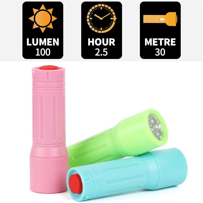 9-LED Mini Flashlight 6-Pack, Small Multicolor Flashlights - Image 4