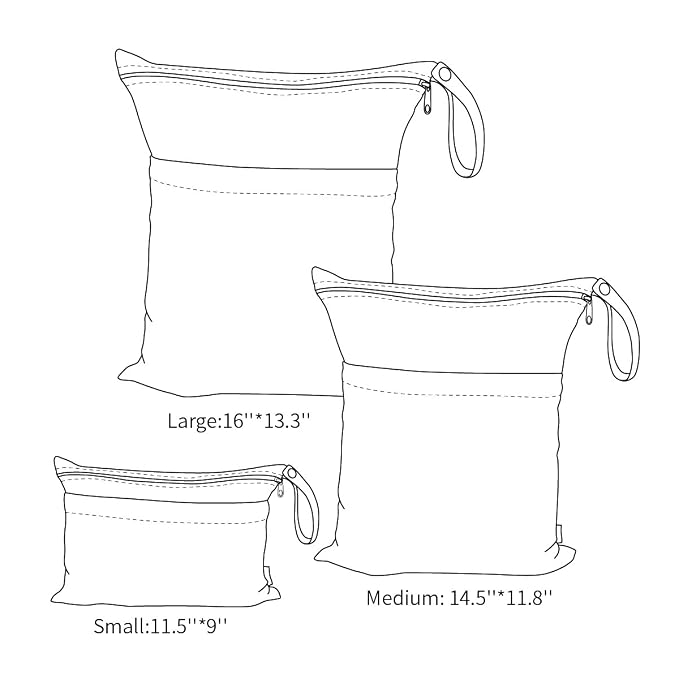 ALVABABY 3pcs Baby Cloth Diaper Wet Dry Bags Waterproof Reusable - Image 4