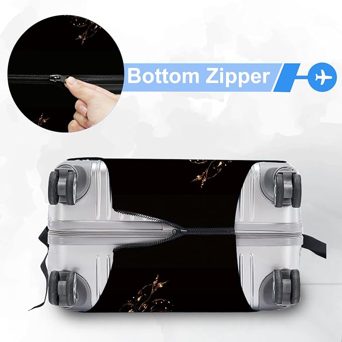 ANNA QUEEN Gold Butterfly Travel Luggage Cover -Stretchable Airplane Suitcase - Image 5