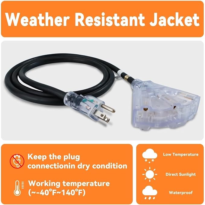 EP 10 Ft Lighted Outdoor Extension Cord - Image 5