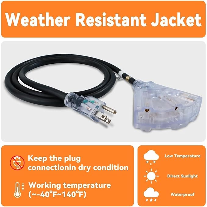 EP 50 Ft Lighted Outdoor Extension Cord - Image 5