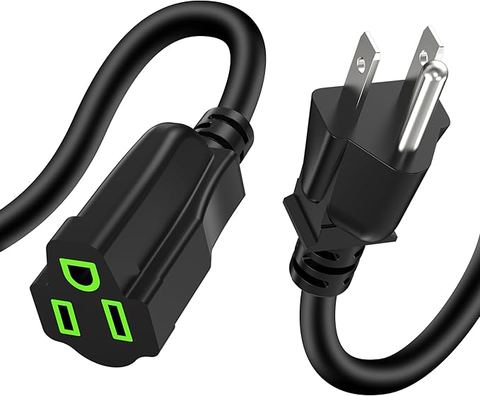 Power Extension Cord 2FT/24Inch, Short 3 Prong Electric Extension Cable Outlet by ECJTU-US
