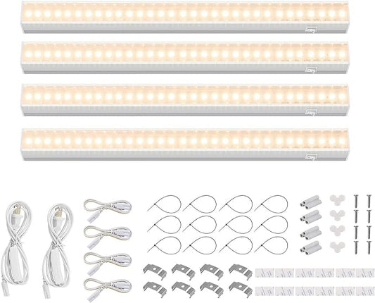 Barrina Grow Lights for Indoor Plants, Full Spectrum Sunlight, 1ft Plant Growing Lamp, LED Grow Light Bulbs, T5 Grow Light Strip, Plug and Play, Yellow, 4-Pack