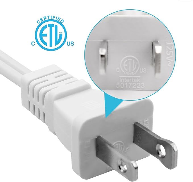 2Pack 2 Prong Extension Cord 5ft, Indoor Small and Slim Power Cable Male/Female - Image 3