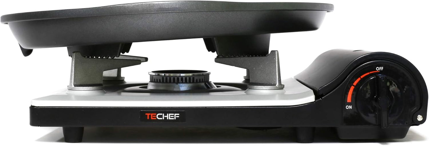 TECHEF - Stovetop Korean BBQ Non-Stick Grill Pan with Agni Portable Gas Stove Burner, Made in Korea (Grill Pan w Stove)