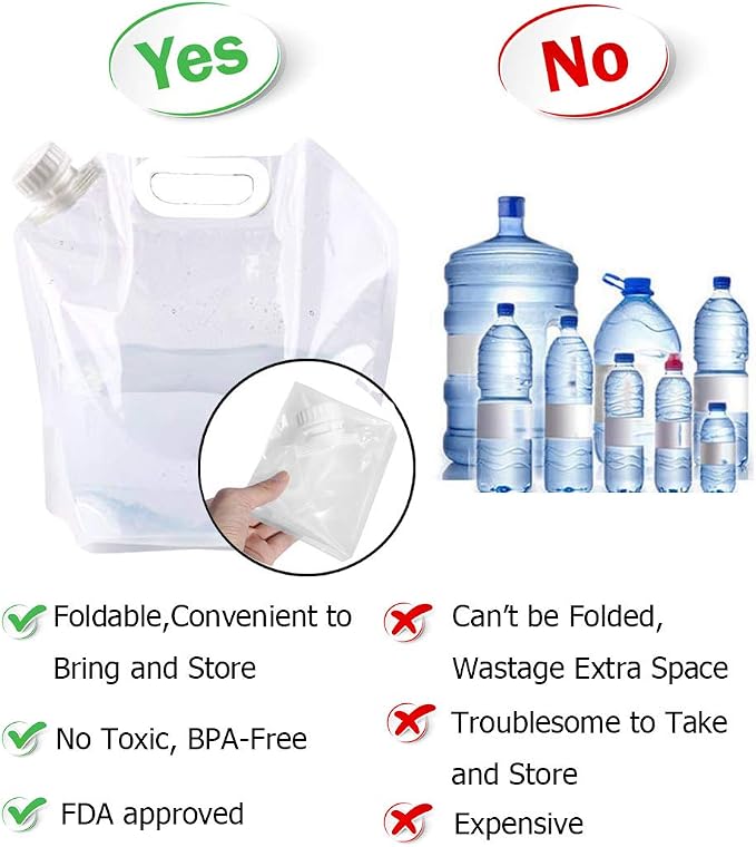 SUPANT Collapsible Emergency Water Jug Container Bag, BPA Free Plastic Water - Image 3