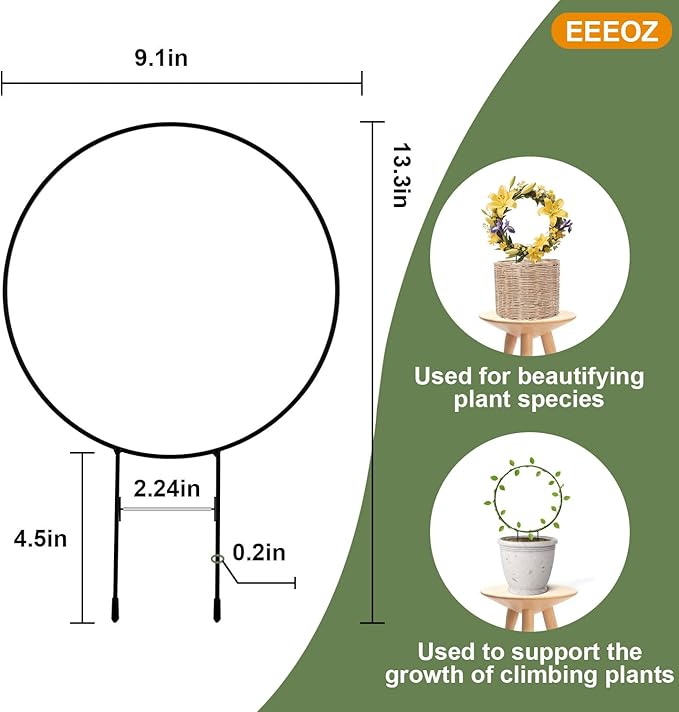 4 Pack Trellis for Potted Plants for Climbing Plants with 20 Reusable Garden Ties - 16 Inch Plant Trellis Indoor Supports for Potted Plants, Flowers, Tomatoes - Hoya Trellis,Indoor Plant Trellis(1)