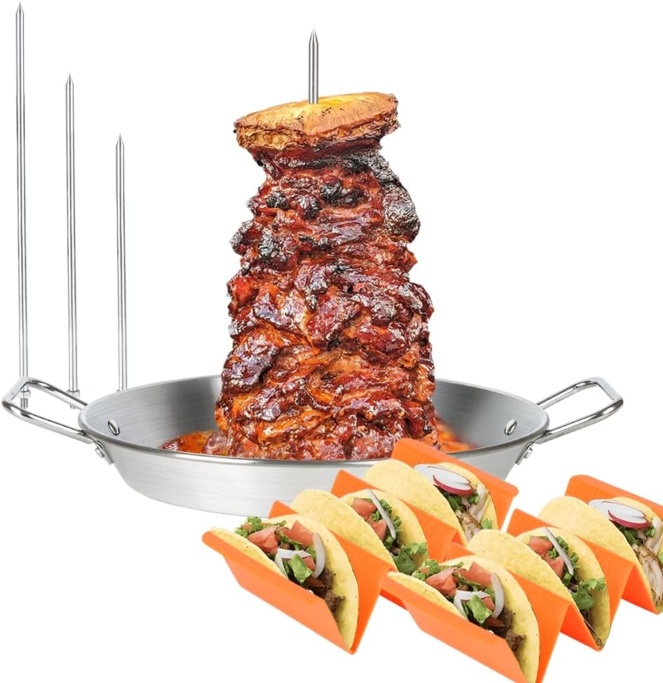 Stainless Steel Vertical Gyro Spit for Oven - Gyro/Shawarma Skewer Stand, Gyro Plate/Pan for Chicken, Meat, Kebabs -Home Use