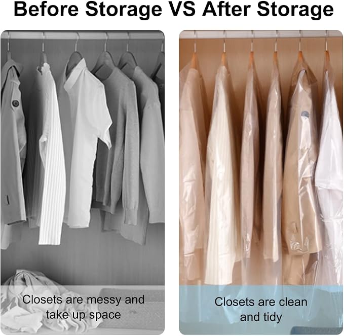 BEISHIDA 60PCS 35.5 Inch Plastic Garment Bag-Plastic Clear Dry Cleaner Laundry - Image 5