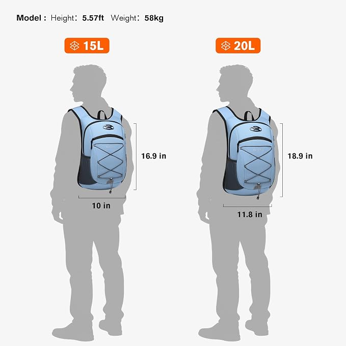 Ultra-Light Soft Daypack 15L/20L, Cushioned Breathable Back Panel Backpack - Image 5