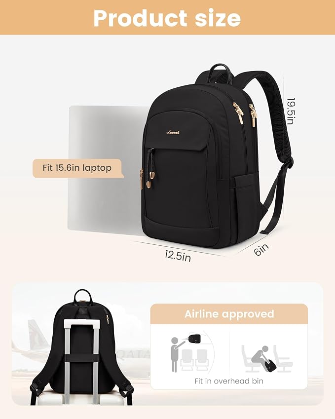 LOVEVOOK Travel Laptop Backpack Women, 15.6 Inch Anti Theft College Backpack - Image 4