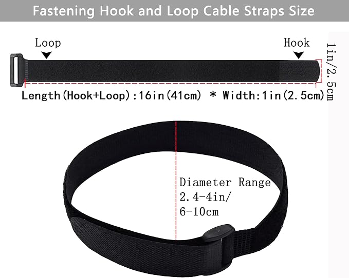 12 Pack Reusable Fastening Cable Ties and Cable Straps, Adjustable - Image 3